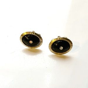 Vintage gold, black & diamond cuff links